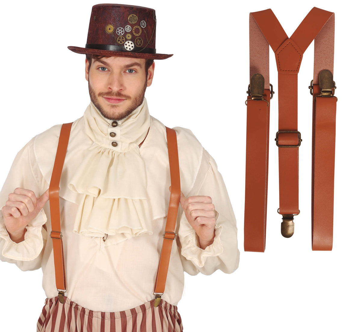 Bretelles Marron simili cuir