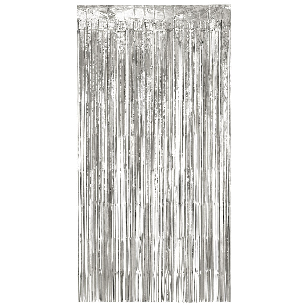 Rideau lamelles Argent / Rideau métallique Argent / Rideau en aluminium argent métallique / La Maison du Déguisement