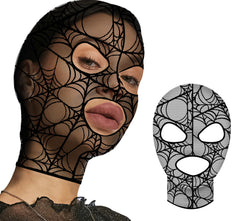 Cagoule Dentelle Toile d'araignée Noir / Masque De Dentelle Araignée Noir / La Maison Du Déguisement