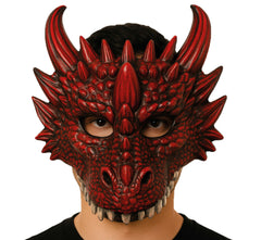 Masque Dragon Rouge, Demi Visage / Demi Masque Dragon Rouge Souple / La Maison Du Déguisement