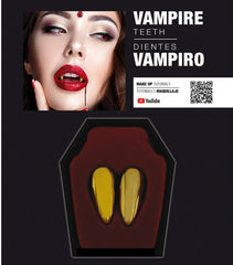 Canines De Vampire Or Avec Pâte / Canines Dracula Dorée / Deux Canines De Vampire à Coller Sur Vos Propres Dent / La Maison Du Déguisement