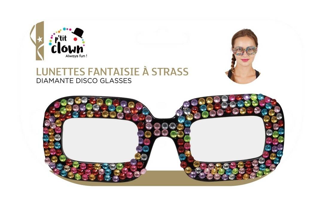 Lunettes Fantaisie à strass Multicolore / Lunettes pop multicolore / La Maison Du Déguisement