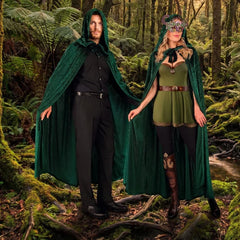 Cape Vert Forêt à Capuche Vert Femme / Manteau Cape Avec Capuche Vert Adulte / Cape Velours Forêt à Capuche Vert / La Maison Du Déguisement