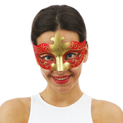 Loup Vénitien Rouge et Or / Masque Venice Paillettes Rouge et Dorée/ La Maison Du Déguisement