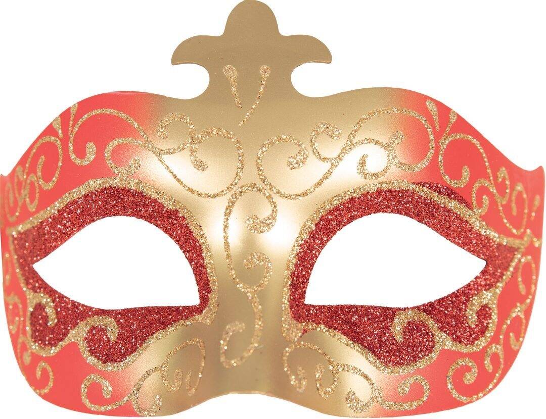 Loup Vénitien Rouge et Or / Masque Venice Paillettes Rouge et Dorée/ La Maison Du Déguisement