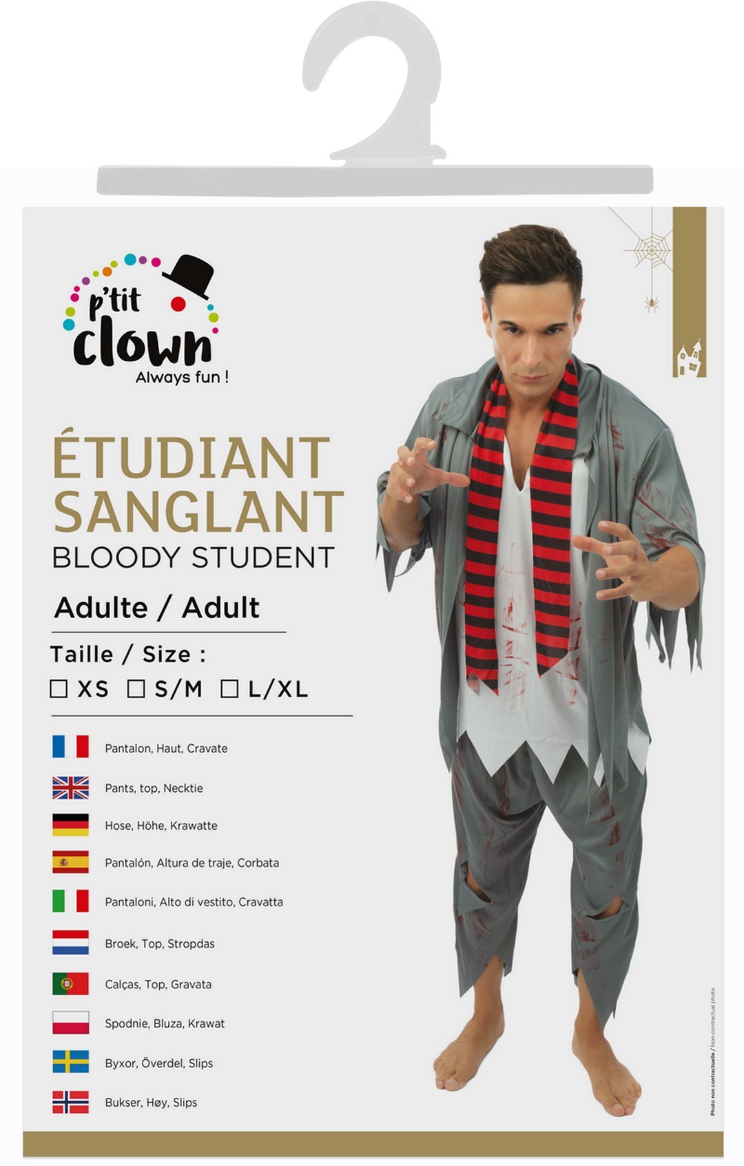 Déguisement étudiant sanglant Adulte / Costume Etudiant Zombie Halloween Homme / La Maison Du Déguisement