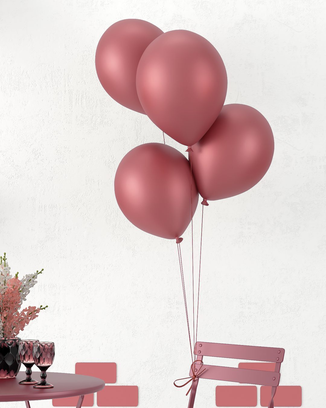 Lot De 10 Ballons Métallisés Chrome Rose / 10 Ballons en Latex Rose / La Maison Du Déguisement