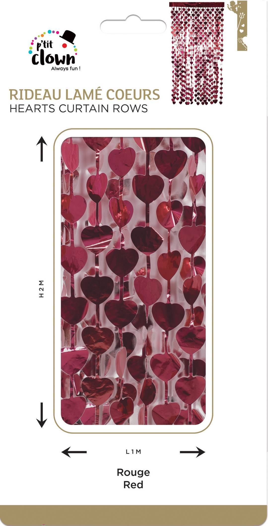 Rideau Lamé Cœur Rouge / Rideau Métallique Cœur Rouge / Rideau Cœur Décoratif / La Maison du Déguisement