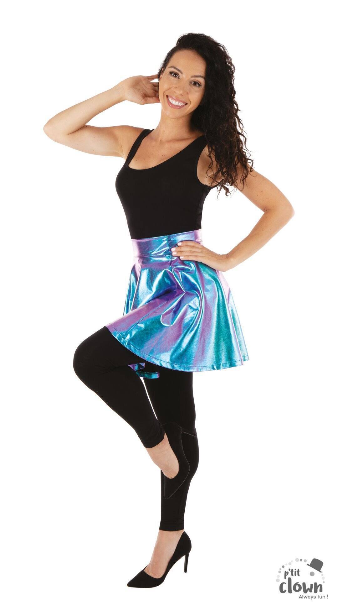 Jupe Disco Année 80 Bleu / Minijupe Shiny Disco Bleu / La Maison Du Déguisement