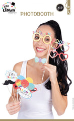 Photobooth -Multicolore Party  Lot de 10 / Kit Photo Booth / Accessoires pour photos / La Maison Du Déguisement