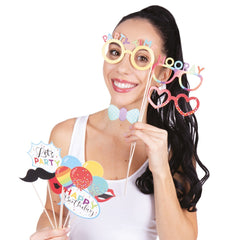 Photobooth -Multicolore Party  Lot de 10 / Kit Photo Booth / Accessoires pour photos / La Maison Du Déguisement