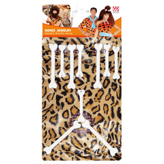 Set Cro magnon / Collier Os / Ensemble Bijoux Os Collier, Bracelet et Boucle d’Oreille / Collier Homme des cavernes, Cro-Magnon / La Maison Du Déguisement