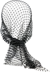 Foulard En Résille élastique Noir Orné De Strass Brillants / Bandeau Résille élastique noir Strass Brillants / La Maison Du Déguisement