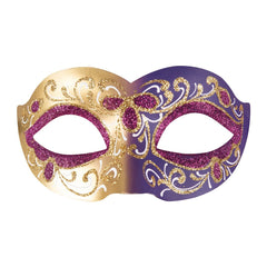 Loup Vénitien Violet et Or / Masque Venice Paillettes Violet et Dorée / La Maison Du Déguisement