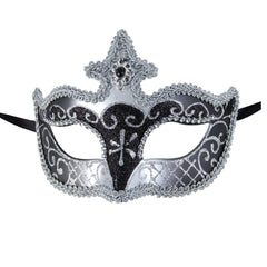 Loup Vénitien Argent et Noir / Masque Venice Paillettes Argent et Noir / La Maison Du Déguisement