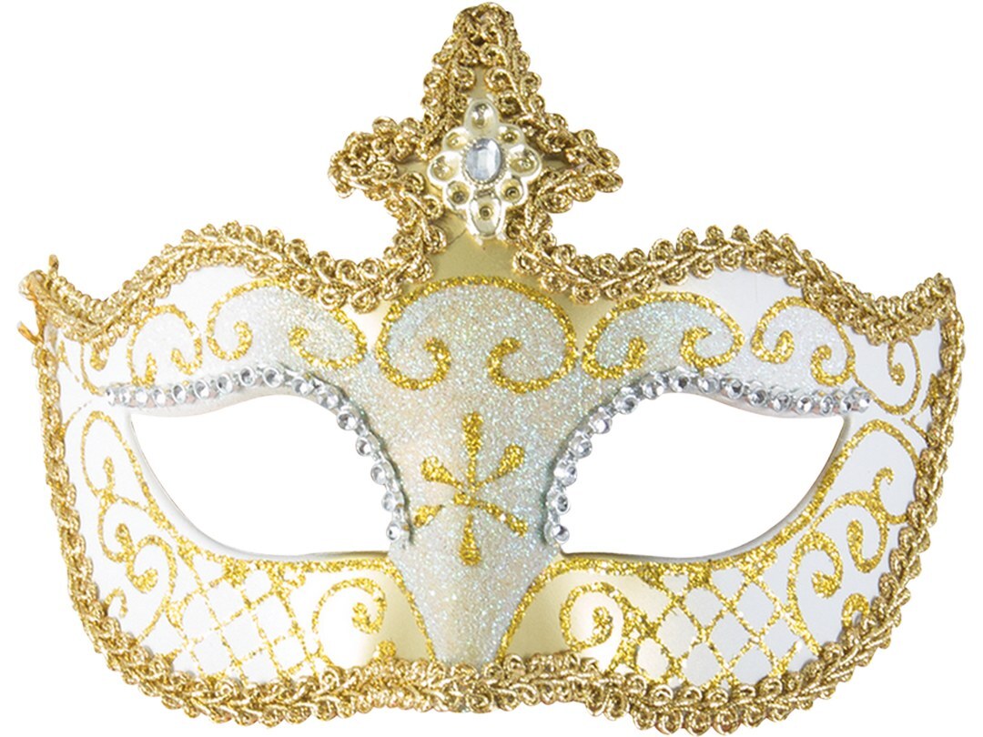 Loup Vénitien Or et Argent / Masque Venice Paillettes Dorée et Argent / La Maison Du Déguisement