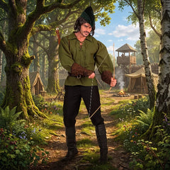 Chemise Moyen Age Vert / Chemise Robin des Bois / Chemise Paysan Vert / Chemise Tavernier médiéval Adulte / La Maison Du Déguisement