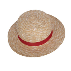 Chapeau Canotier avec Ruban Rouge BM / Chapeau Gondolier Paille / Chapeau De Paille Canotier Luxe / La Maison du Déguisement