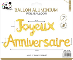 Guirlande de ballons Joyeux Anniversaire / Ballon aluminium Joyeux Anniversaire / La Maison Du Déguisement