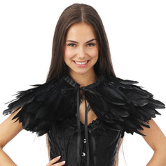 Echarpe en Plumes Noir Femme / Cape Gothique en plumes noir / Châles en Plumes Noir élégants et uniques / La Maison Du Déguisement