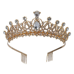 Diadème Princesse Métal Or et Strass BM / Couronne de Princesse élégante Pour Femme / Couronne De Reine Métal Dorée / La Maison du Déguisement