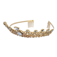 Diadème Princesse Métal Or et Strass BM / Couronne de Princesse élégante Pour Femme / Couronne De Reine Métal Dorée / La Maison du Déguisement