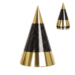 Chapeaux Pointu Carton Or et Noir / 6 Chapeaux Pointu Carton Doré et Noir / La Maison Du Déguisement