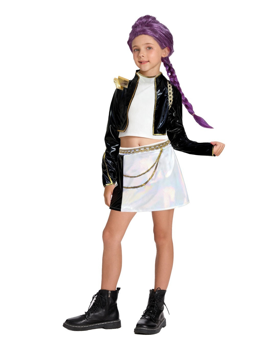 Déguisement Chanteuse Fille / Costume K-Pop Rumi Dorée Enfant / Costume Pop-star Silver Leader / La Maison Du Déguisement Enfant