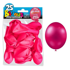 25 Ballons Métallisés Rose Fuchsia / Lot 25 Ballons Métallisés / La maison Du Déguisement