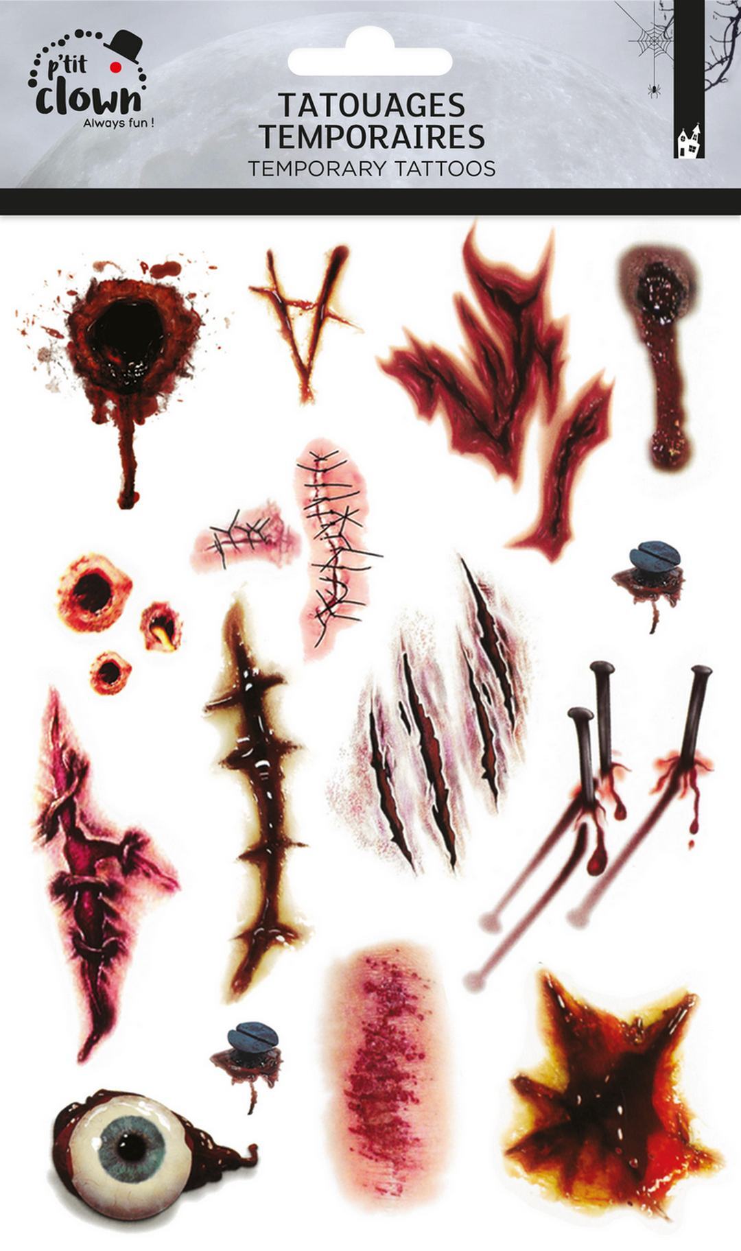 Tatouages éphémères Halloween Cicatrices Temporaires / La Maison Du Déguisement