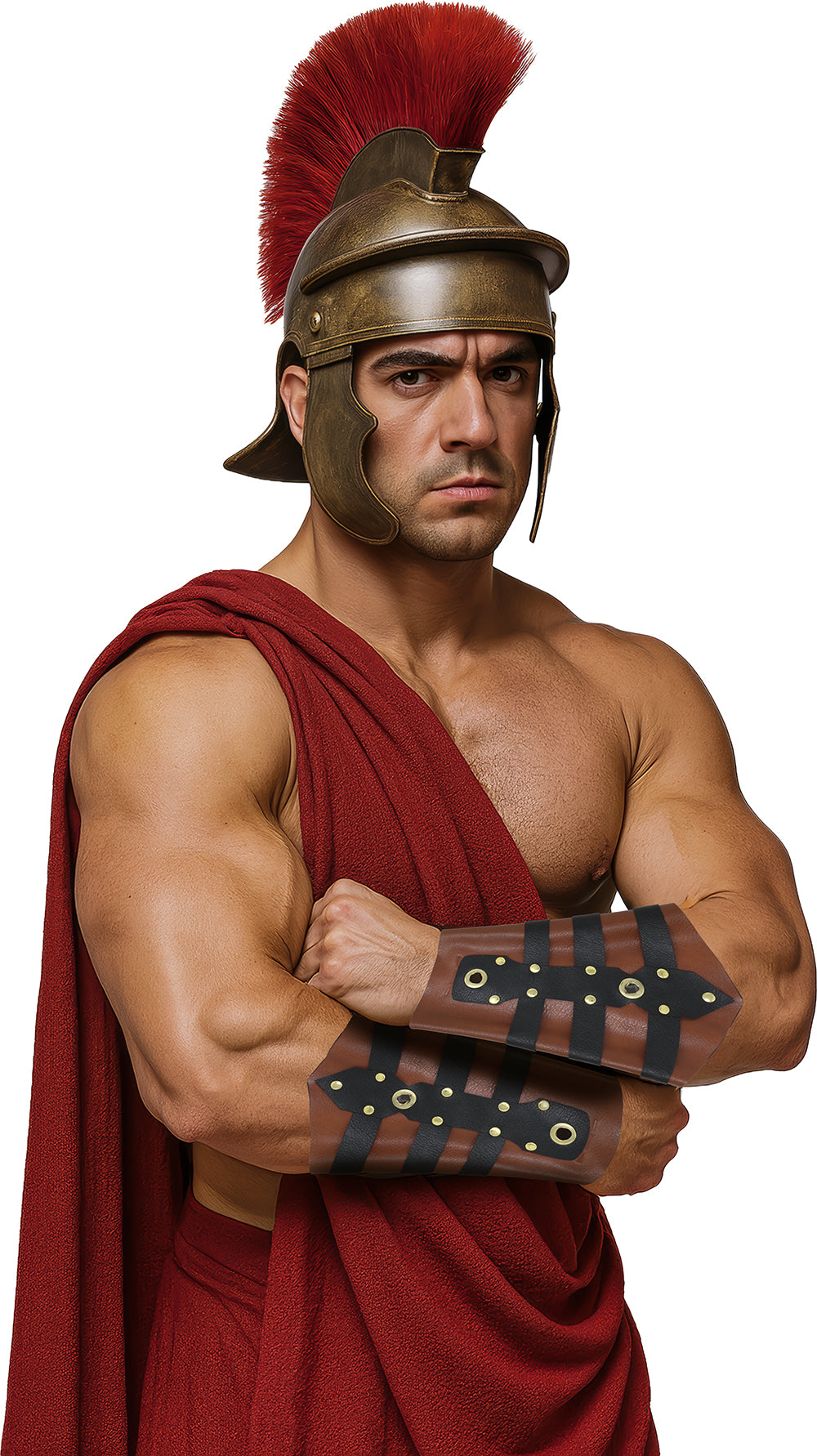 Bracelets Centurion Romain Marron Adulte / Garde Avants Gladiateur Romains / Paire de Manchettes Viking Simili Cuir Marron / La Maison Du Déguisement