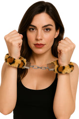 Menottes Léopard Avec Fourrure / Menottes Métalliques Avec Fourrure Léopard / Menottes En Velours Léopard / La Maison Du Déguisement