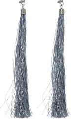 Boucles d’oreilles à Franges Argent / Boucles d’Oreilles Longues Argent Franges Brillante Années 80 Disco / La Maison Du Déguisement