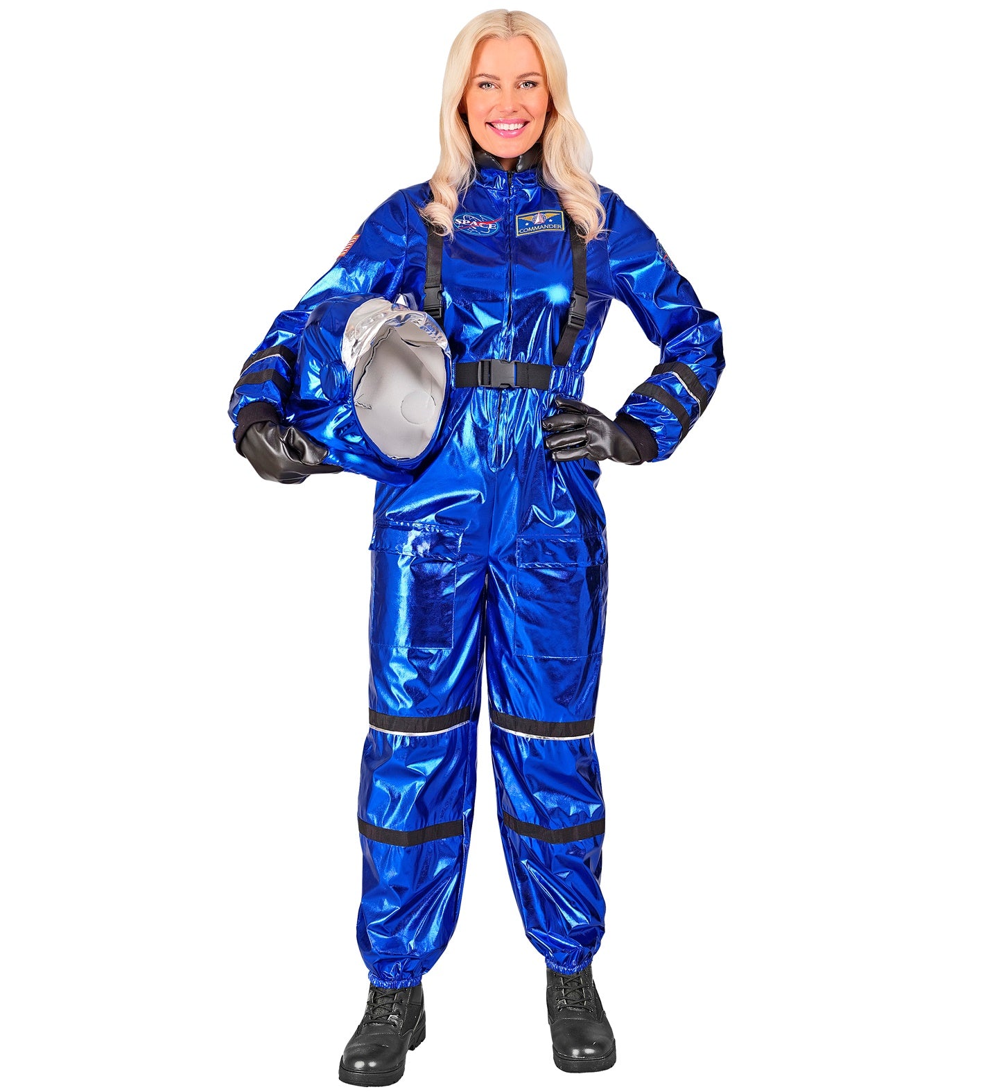 Déguisement Astronaute Bleu Métallisé Luxe Femme / Costume Cosmonaute Métallisé Bleu Femme Avec Casque / La Maison Du Déguisement