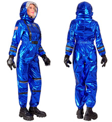 Déguisement Astronaute Bleu Métallisé Luxe Femme / Costume Cosmonaute Métallisé Bleu Femme Avec Casque / La Maison Du Déguisement