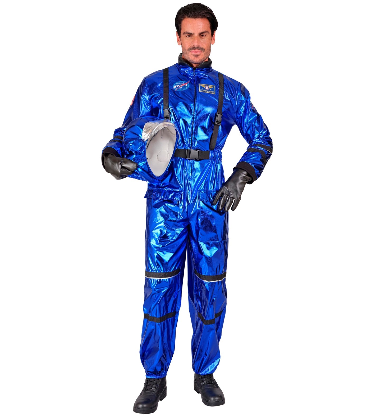 Déguisement Astronaute Bleu Métallisé Luxe / Costume Cosmonaute Métallisé Bleu Avec Casque / La Maison Du Déguisement