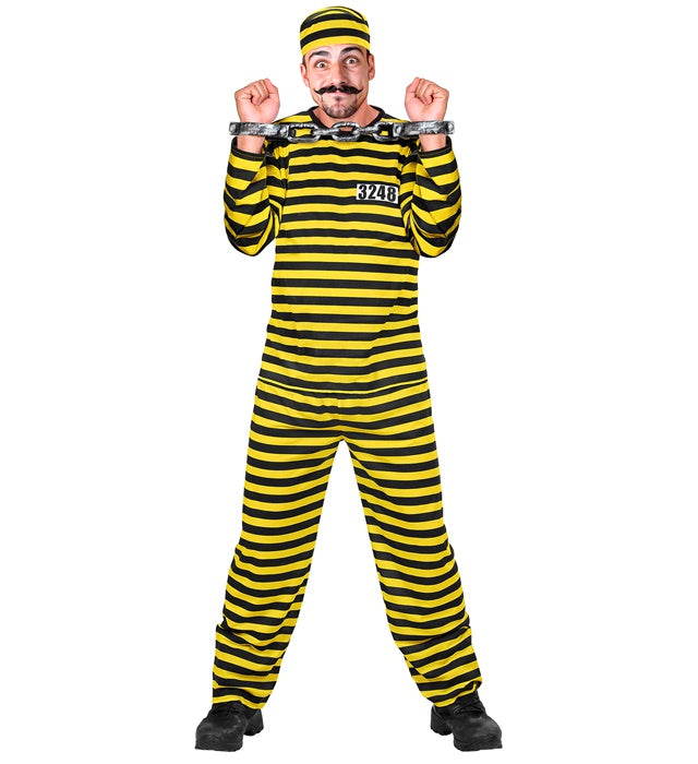 Déguisement Prisonnier Jaune Adulte / Costume Dalton / Costume Bagnard jaune et noir / La Maison Du Déguisement