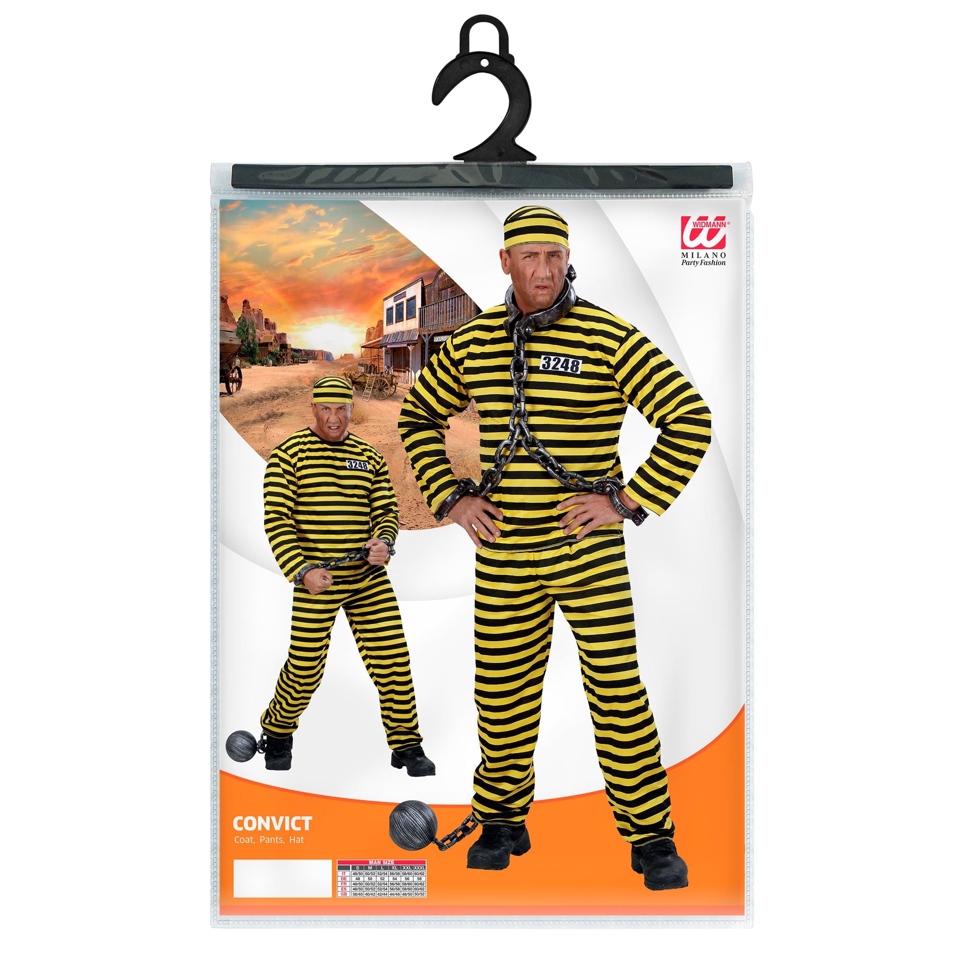 Déguisement Prisonnier Jaune Adulte / Costume Dalton / Costume Bagnard jaune et noir / La Maison Du Déguisement