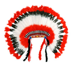 Coiffe Indien Maxi Grandes Plumes Rouges / Coiffe Chef Indien Deluxe / La Maison Du Déguisement