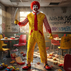 Déguisement Clown McKiller Adulte/ Costume Ronald en Version Zombie Sanglante Homme / Costume Clown Assassin Homme / La Maison Du Déguisement