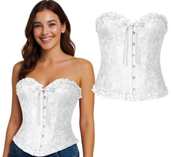 Déguisement Corset Blanc Luxe / Costume Bustier Blanc Luxe / Corset Bustier Elégante Blanc / La Maison Du Déguisement