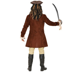 Location Déguisement Veste Pirate Marron Adulte / Location Costume Manteau Steampunk Suédine Marron Homme / La Maison Du Déguisement
