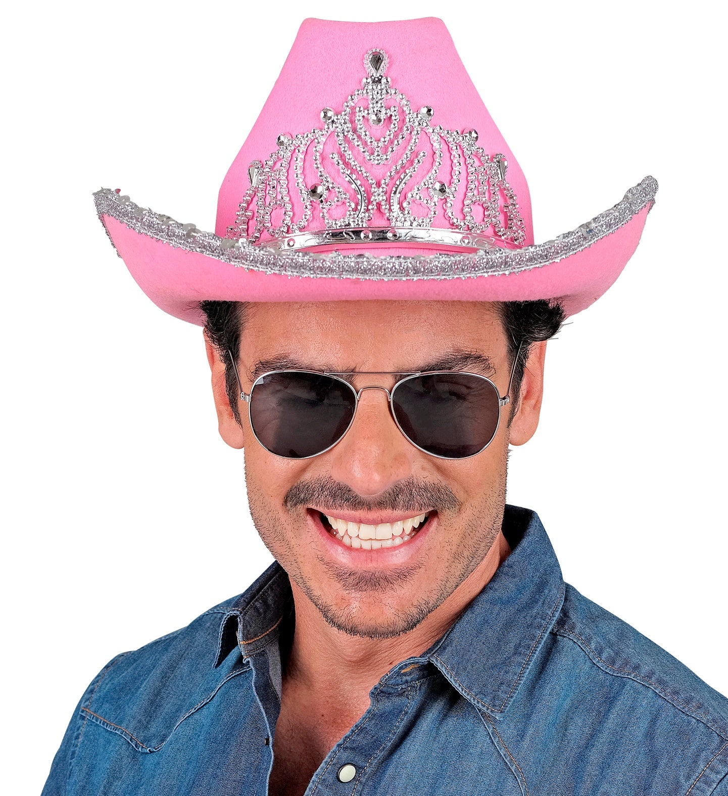 Chapeau Cowboy Rose  / Chapeau Cow boy Glimmer Rose / Chapeau Cowgirl Party Avec Diadème / La Maison Du Déguisement