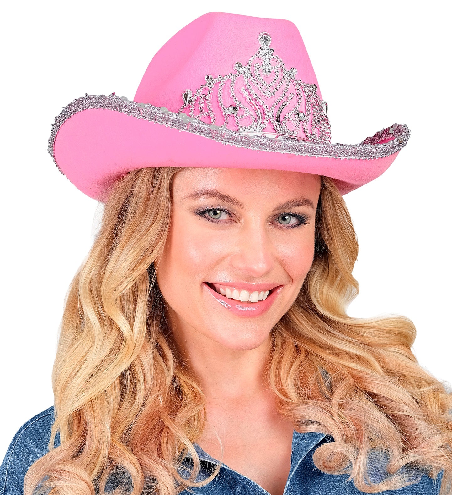 Chapeau Cowboy Rose  / Chapeau Cow boy Glimmer Rose / Chapeau Cowgirl Party Avec Diadème / La Maison Du Déguisement