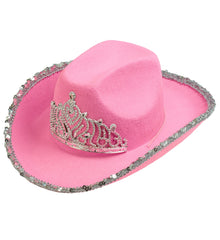 Chapeau Cowboy Rose  / Chapeau Cow boy Glimmer Rose / Chapeau Cowgirl Party Avec Diadème / La Maison Du Déguisement