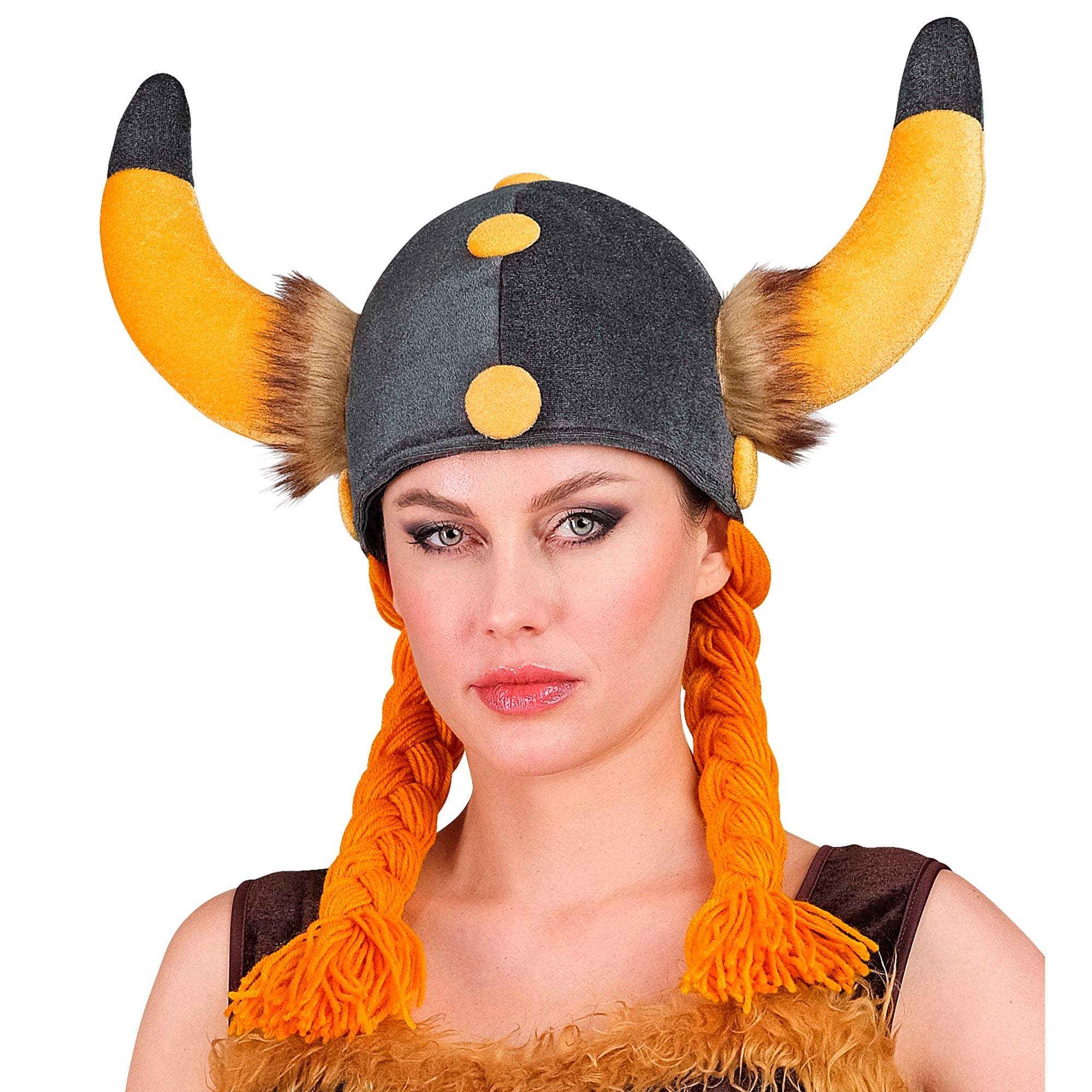 Casque Gaulois avec Tresses / Casque Viking Souple avec Tresses / La Maison Du Déguisement