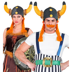 Casque Gaulois avec Tresses / Casque Viking Souple avec Tresses / La Maison Du Déguisement