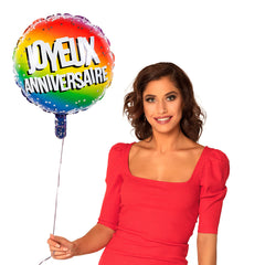 Ballon Aluminium joyeux Anniversaire / Ballon Aluminium Multicolore / La Maison Du Déguisement