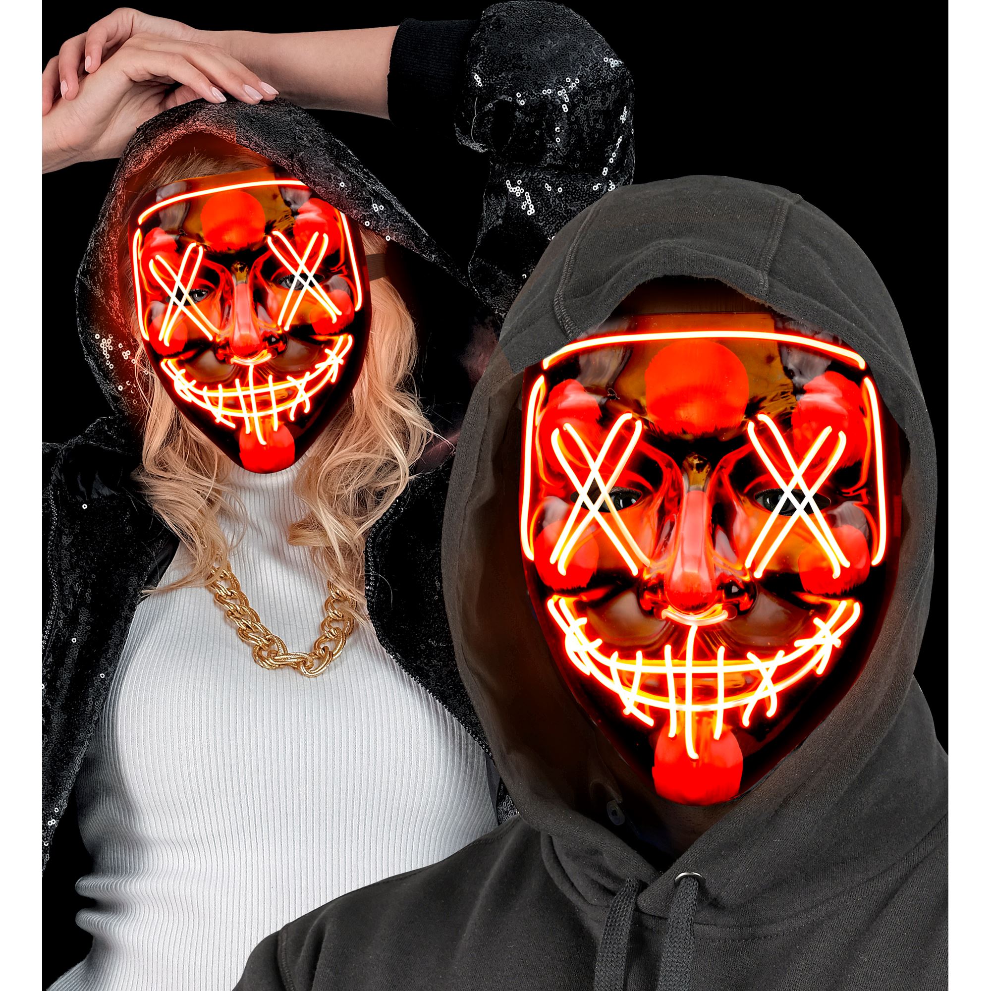 Masque LED Visage Sanglant Rouge / Masque Nightmare Led Rouge / Masque Effrayant Led Rouge / La Maison Du Déguisement