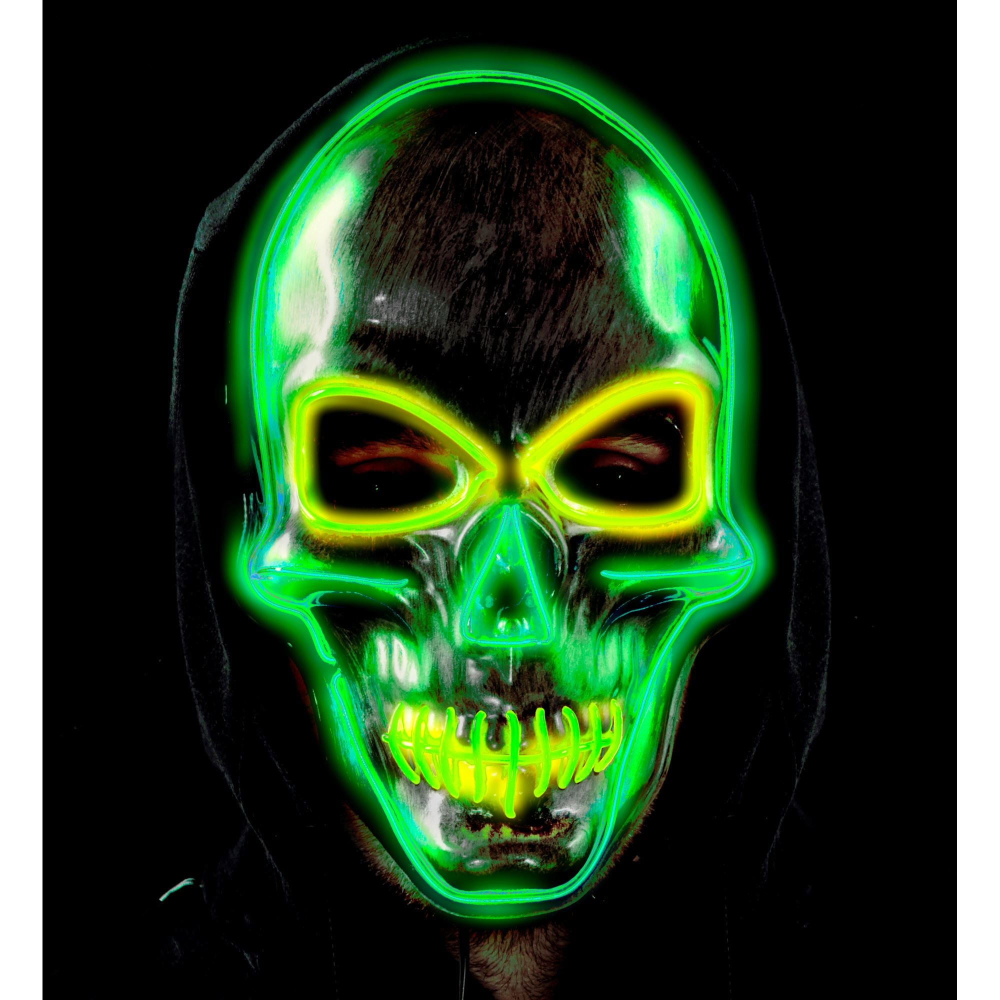 Masque Squelette Argent Led Coloré / Masque Crâne Led Halloween / La Maison Du Déguisement